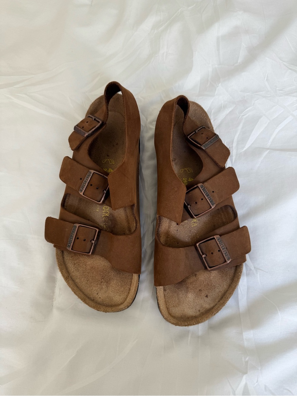 Birkenstock Men's Brown Three-Strap Suede Sandals